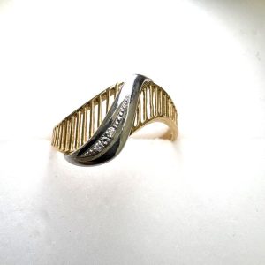 K18/Pt900 コンビ メレダイヤ付き リング