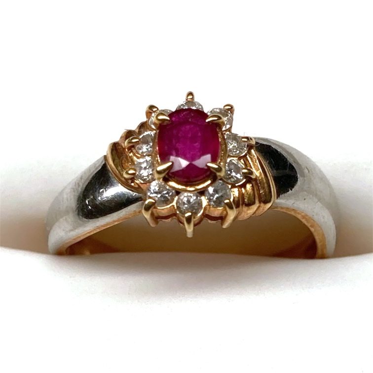 【K18/Pt900 リング】18金/プラチナ900・ルビー・コンビ・指輪・貴金属・ジュエリー・アクセサリー