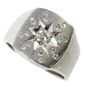 Pt900　プラチナ　印台リング　ダイヤ付き