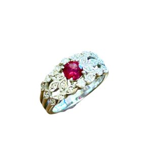 Pt900 レッドベリル メレダイヤ リング 指輪