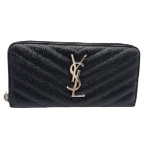 サンローラン ラウンドジップ長財布　キャビアスキン