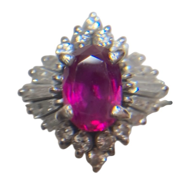 Pt900 ルビー 0.47ct メレダイヤモンド0.87ct リング