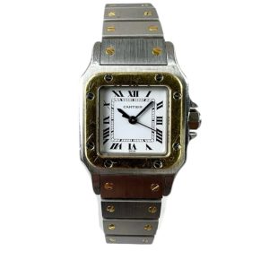 Cartier カルティエ サントスガルベSM コンビ シルバー ローマン クォーツ 不動