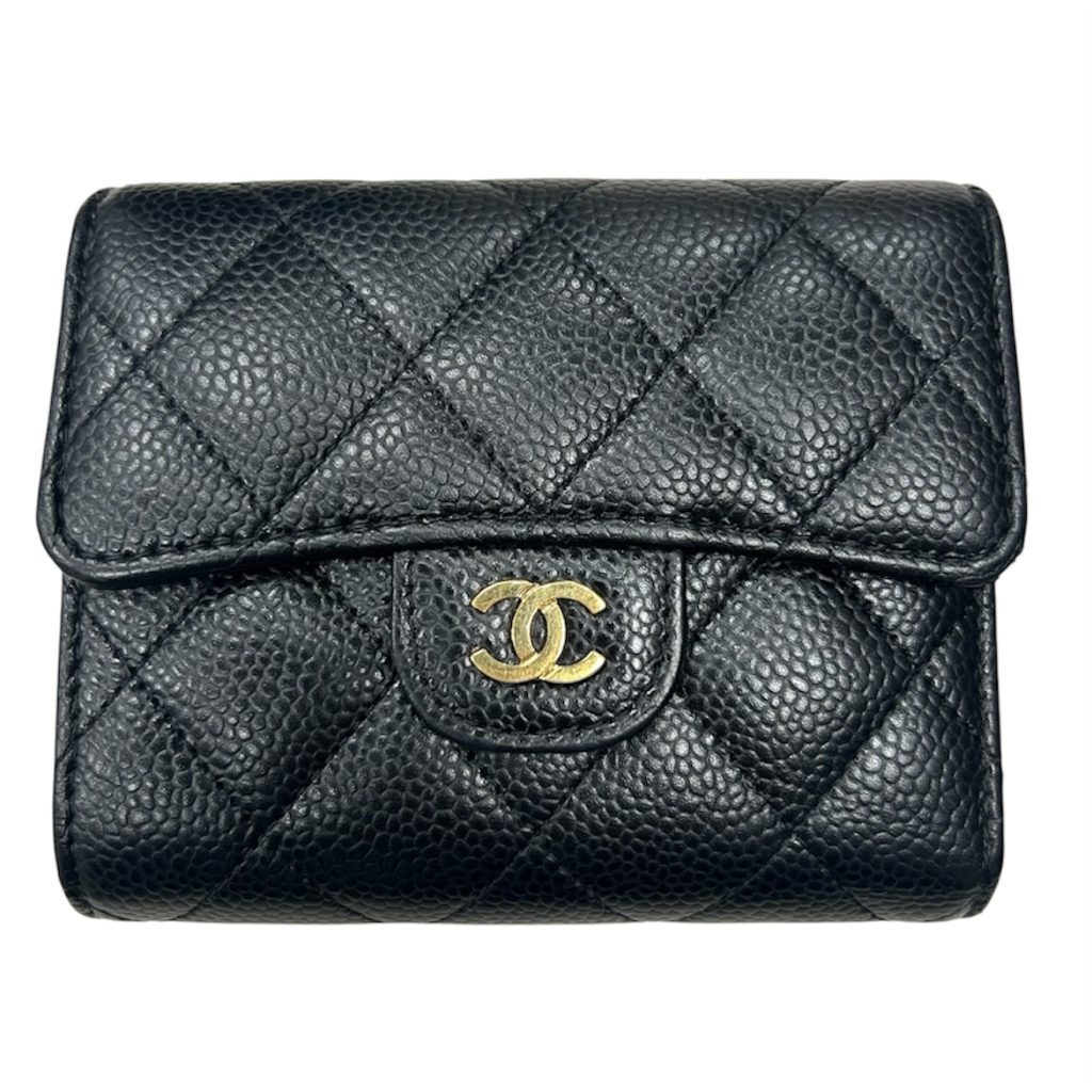 CHANEL シャネル マトラッセ 三つ折り財布 マトラッセ キャビアスキン