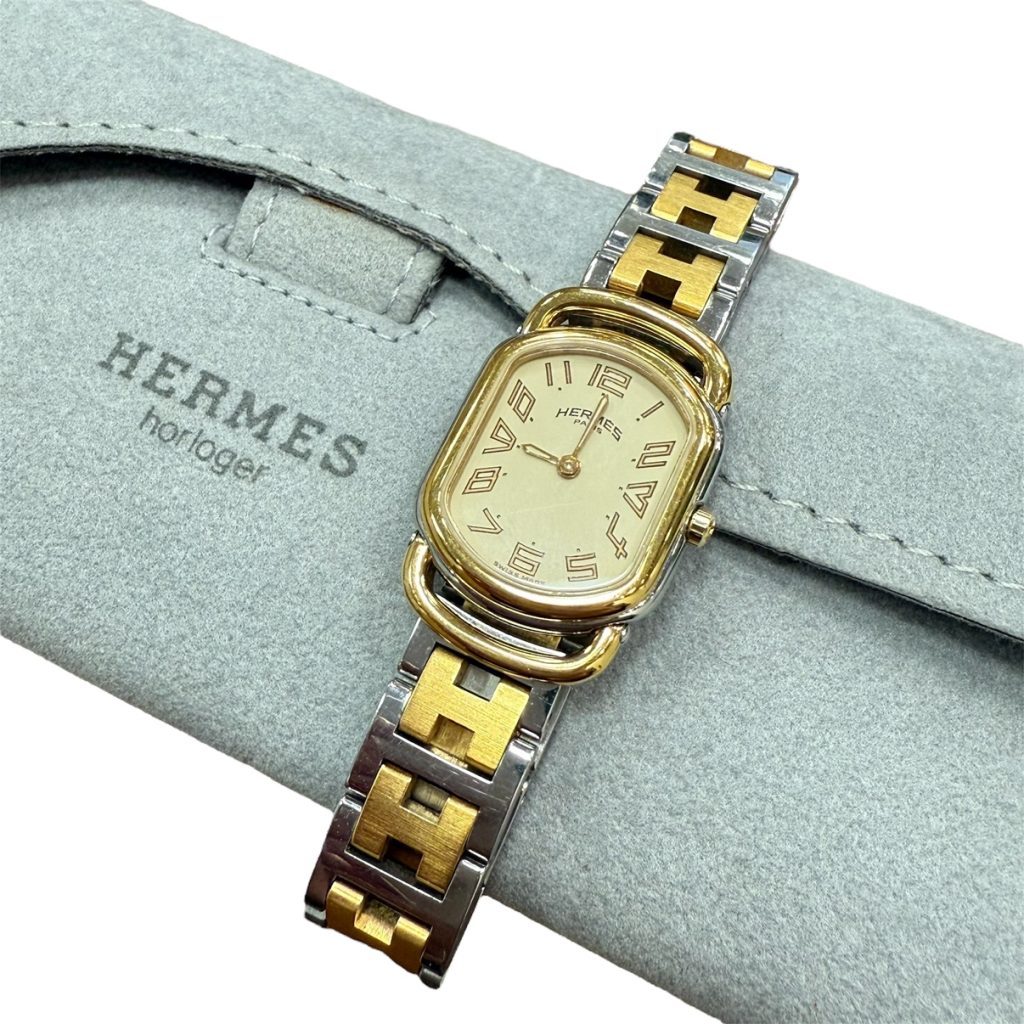 HERMES エルメス ラリー ゴールド文字盤 レディース腕時計