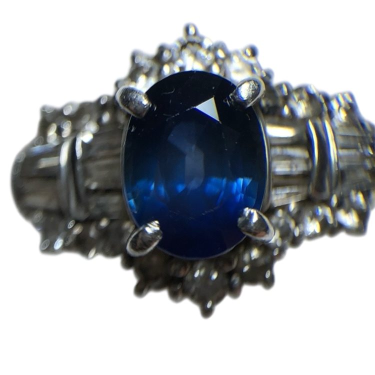 Pt900 サファイア 1.0ct メレダイヤ 0.4ct リング
