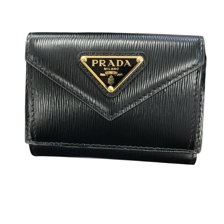 PRADA プラダ 三つ折り 財布 レザー ネロ