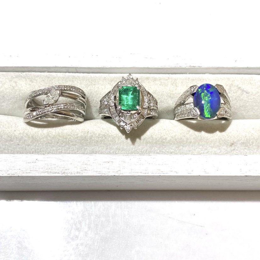 【Pt900ジュエリーリングおまとめ】プラチナ900・貴金属・ダイヤモンド・エメラルド・オパール・指輪・アクセサリー