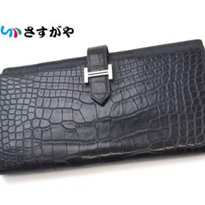 HERMES エルメス ベアンスフレ アリゲーターマット 長財布
