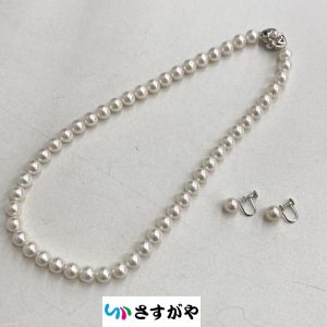 パール SILVERネックレス、K14WGイヤリングセット