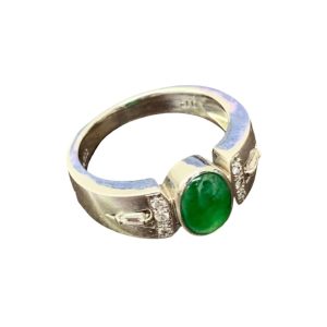 Pt900リング 緑 メレ0.14