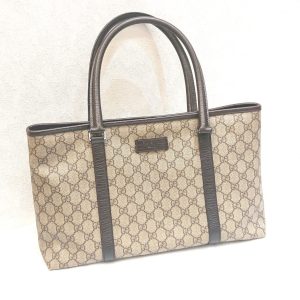 GUCCI グレー レザートートバッグ GUCCI グッチ トートバッグ GG柄 211134 GGスプリーム レザー
