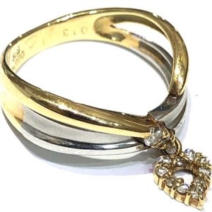 K18Pt850 コンビ 石付き リング