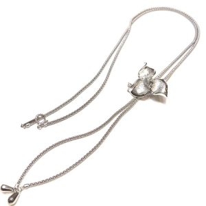 K18WG 18金ホワイトゴールド ダイヤモンド付き ラリエット風 ネックレス アクセサリー