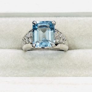 Pt900 プラチナ900 リング アクアマリン メレダイヤ ジュエリー