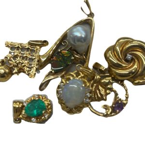 天然エメラルド Pt900 ダイア入 ブローチ＆ペンダント ユーズド品 中古】PT900 EMERALD エメラルドリング E0.91ct D0.52ct 8.1g