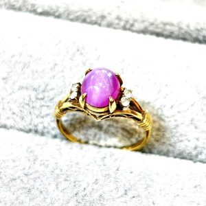 K18 18金リング 石付きメレダイヤ付き 宝石