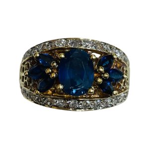 K18 (18金) サファイア2.3ct メレ0.58ct リング