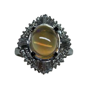 Pt900 オパール 2.25ct メレダイヤ 0.74ctct リング