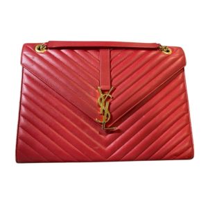 イヴ・サンローラン　YVES SAINT LAURENT　YSL　エンベロープレッドレザー