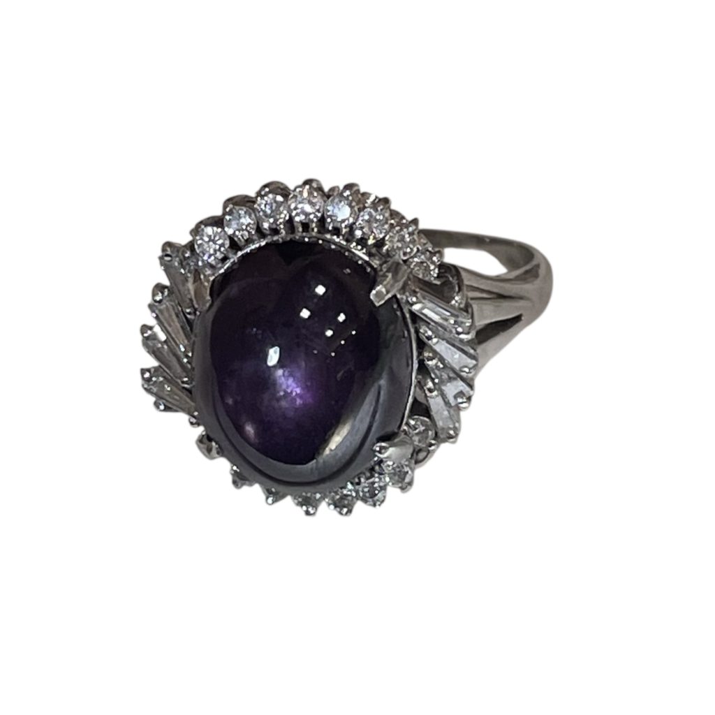 PT900 (プラチナ) スターサファイア1.304ct メレ0.54ct リング