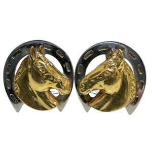 K18 K14（18金、14金）WG(ホワイトゴールド) カフスボタン ホースシューデザイン