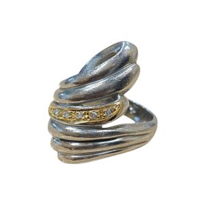 K18 Pt850 メレダイヤモンド リング 指輪