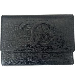 CHANEL シャネル ココマーク キャビアスキン 三つ折り財布