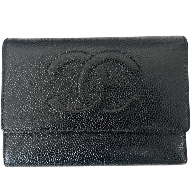 CHANEL シャネル ココマーク キャビアスキン 三つ折り財布