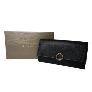 BVLGARI ブルガリ グレインレザーロゴクリップ 長財布