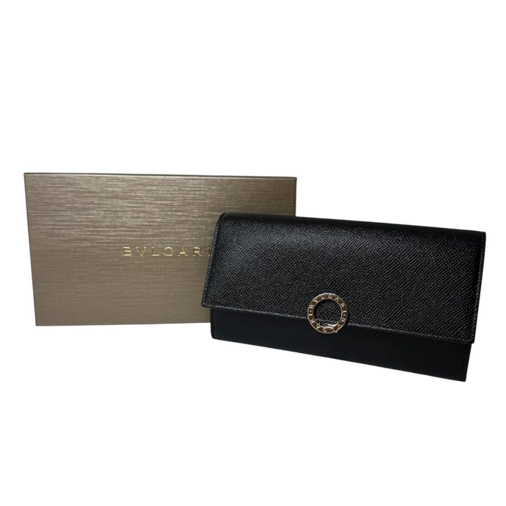 BVLGARI ブルガリ グレインレザーロゴクリップ 長財布
