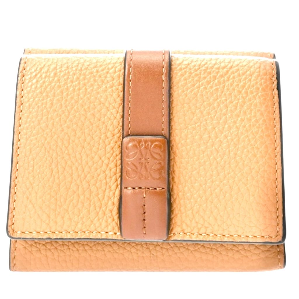 ロエベ　（LOEWE）　トライフォールドウォレット　ライトキャラメル