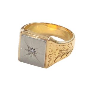 K18/Pt900(18金/プラチナ)　印台リング