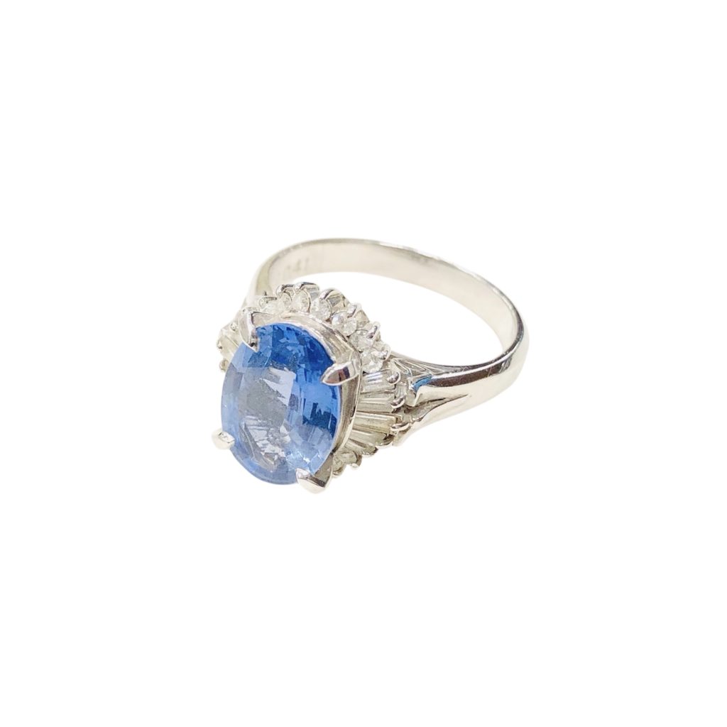 Pt850 サファイア2.77ct＆メレダイヤ0.41ct付リング