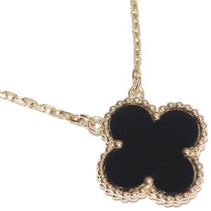 ヴァンクリーフ＆アーペル ペンダントネックレス K18YG オニキス ヴィンテージアルハンブラ ペンダントネックレス VCA