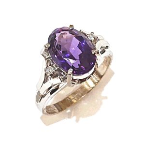 【新品】アメジスト＆サファイヤ❣️925K14WG仕上げリング 新品】アメジスト＆サファイヤ❣️925K14WG仕上げリング - メルカリ