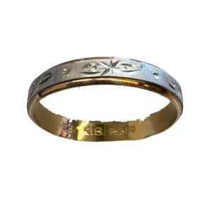 K18/Pt850(18金/プラチナ850) ハーフ コンビ リング