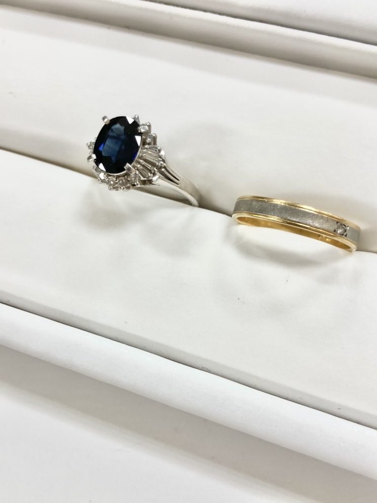 【K18PT900リング】18金・プラチナ900・メレダイヤモンド・サファイヤ・貴金属・アクセサリー・リング・指輪