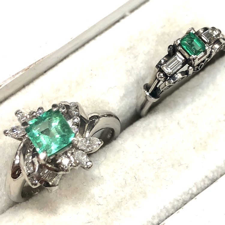 Pt900 エメラルド・ダイヤモンド付き プラチナ リング 指輪 アクセサリー おまとめ