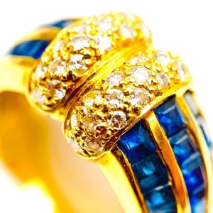 K18 サファイア メレダイヤモンド ゴールドリングアクセサリー