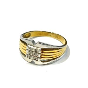 K18 Pt900 18金 プラチナ コンビ リング ジュエリー 貴金属 メレダイヤ付き