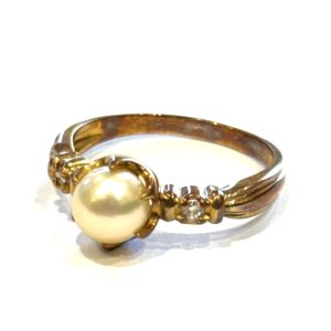 K18 18金 パール付きリング