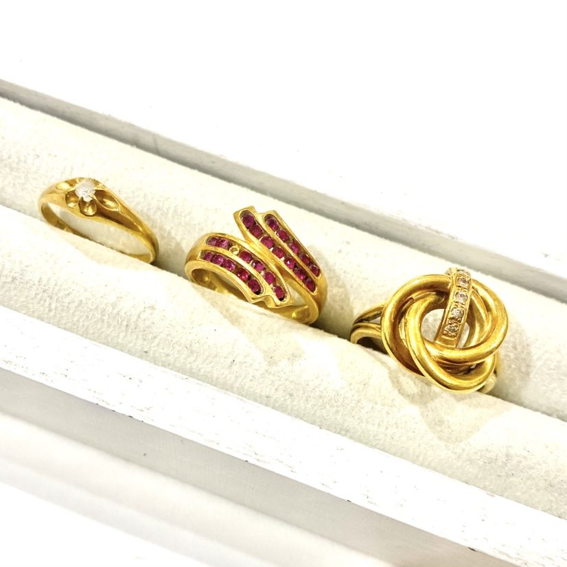 【K18ジュエリーリングまとめ】18金・メレダイヤモンド・ルビー・貴金属・アクセサリー