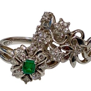 Pt900 エメラルド0.51ctダイヤモンド0.25ctのデザインリング PT900 エメラルド リング 0.22CT（Pt900×エメラルド