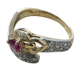 K18/Pt900 ルビー メレダイヤ リング
