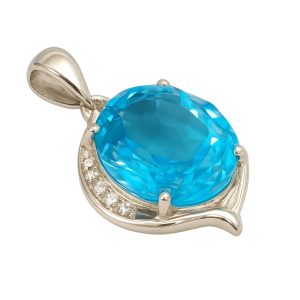 Pt900 プラチナ ブルートパーズ付きトップ