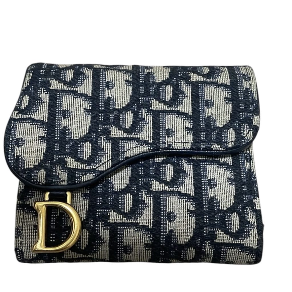 ChristianDior ディオール オブリーク ジャカード ロータスウォレット 三つ折り財布