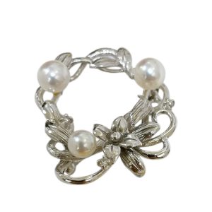 【K14WG パール付きブローチ】