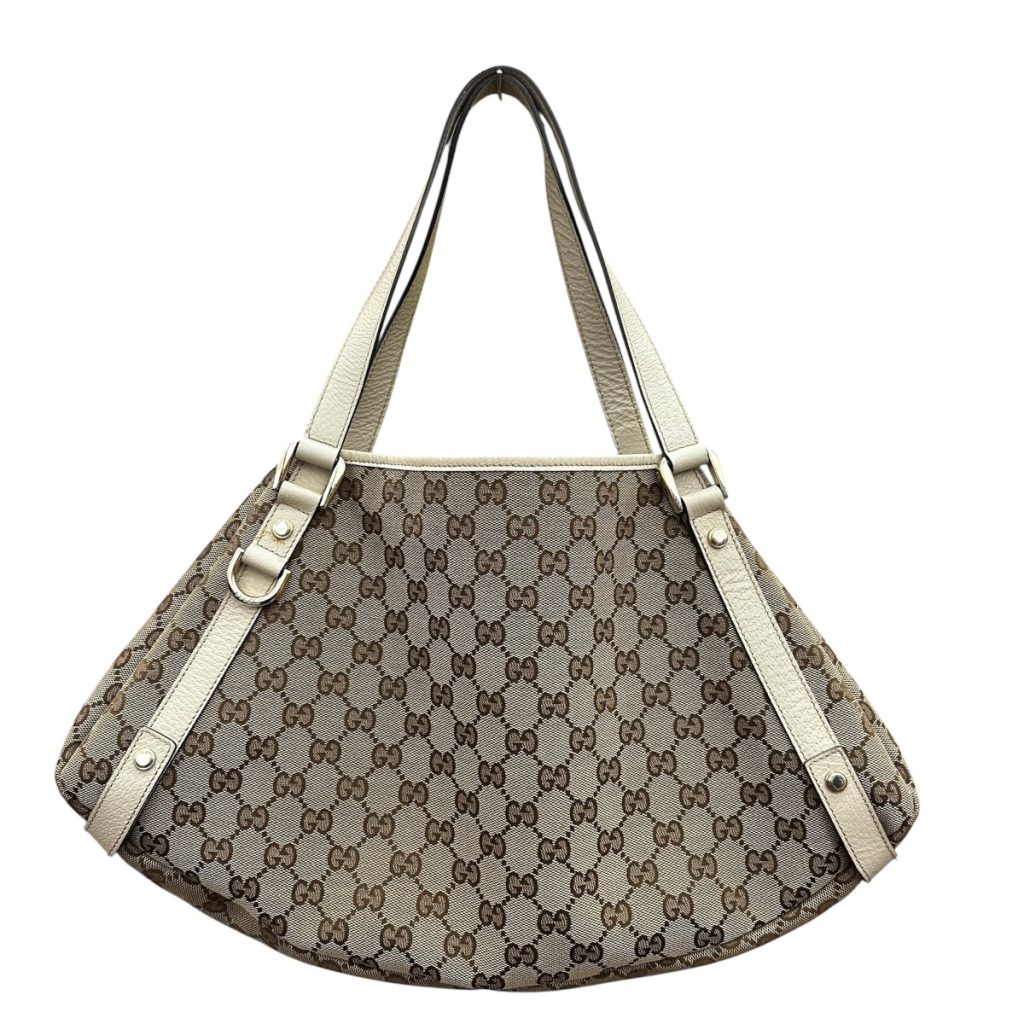 GUCCI グッチ GGキャンバス ショルダーバッグ レザー カーキベージュ ベージュ 130736