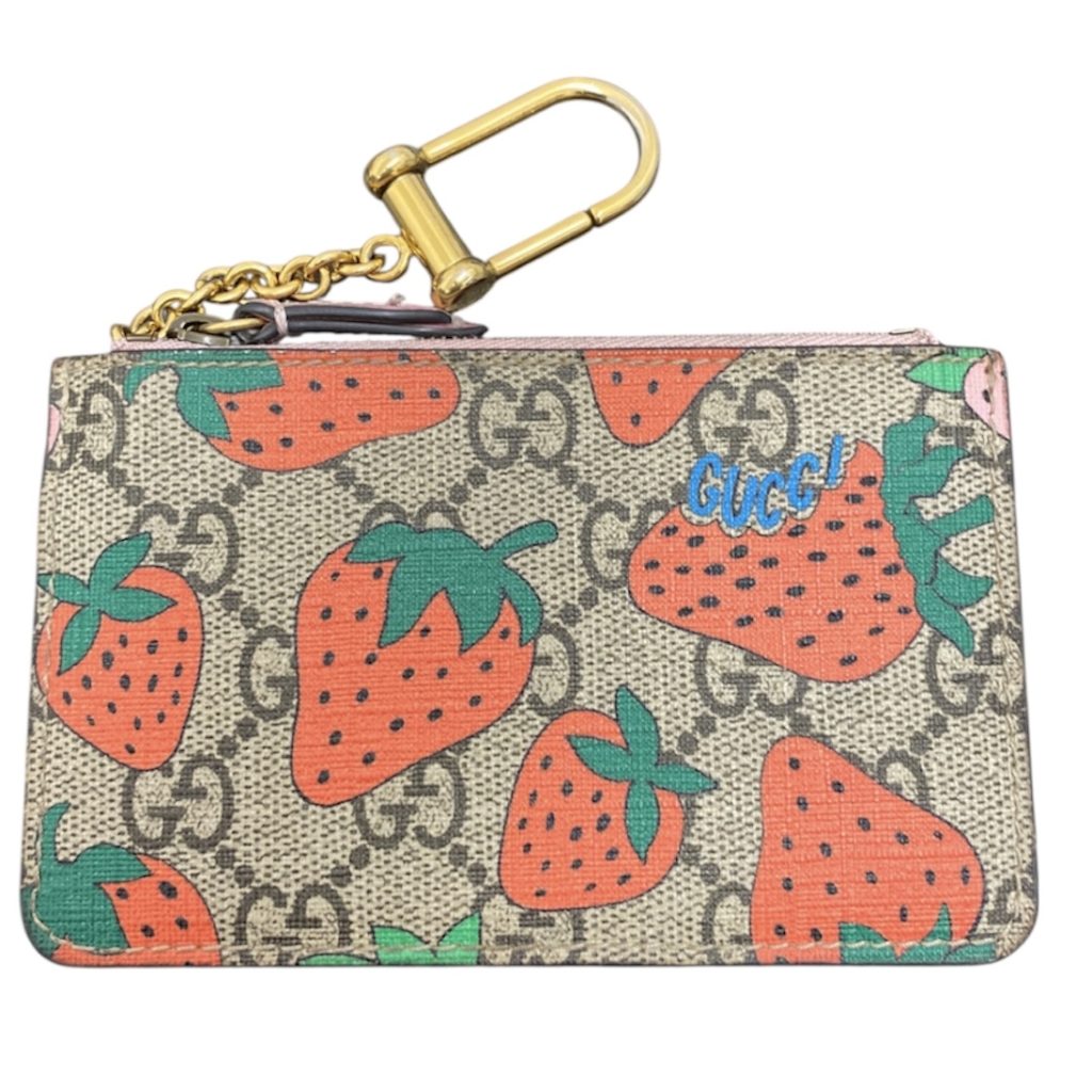 GUCCI(グッチ)キャンバス カードケース/ポーチ〈イチゴ柄〉